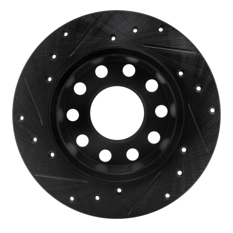 Volkswagen EuroVan Brake Rotor (1) - Front Right - R1 Concepts - Drilled & Slotted - Black - `01-`03